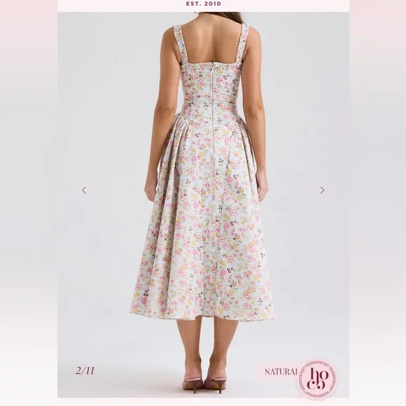 House of CB NWT Dorothy Cotton Dress Pale Blue Meadow - Picture 3 of 9